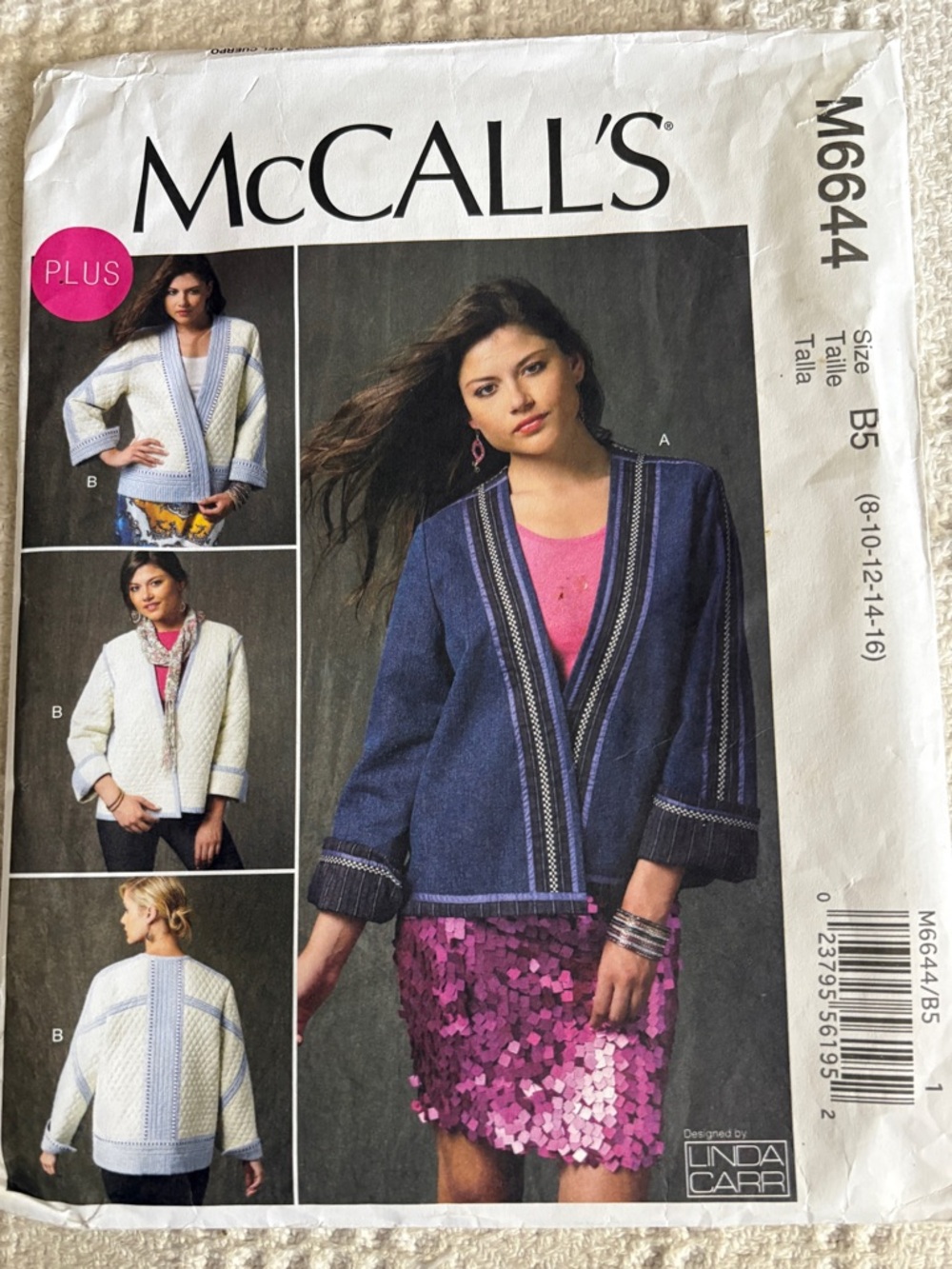 McCalls Pattern M6644 B5 for Misses’ Reversible Jacket